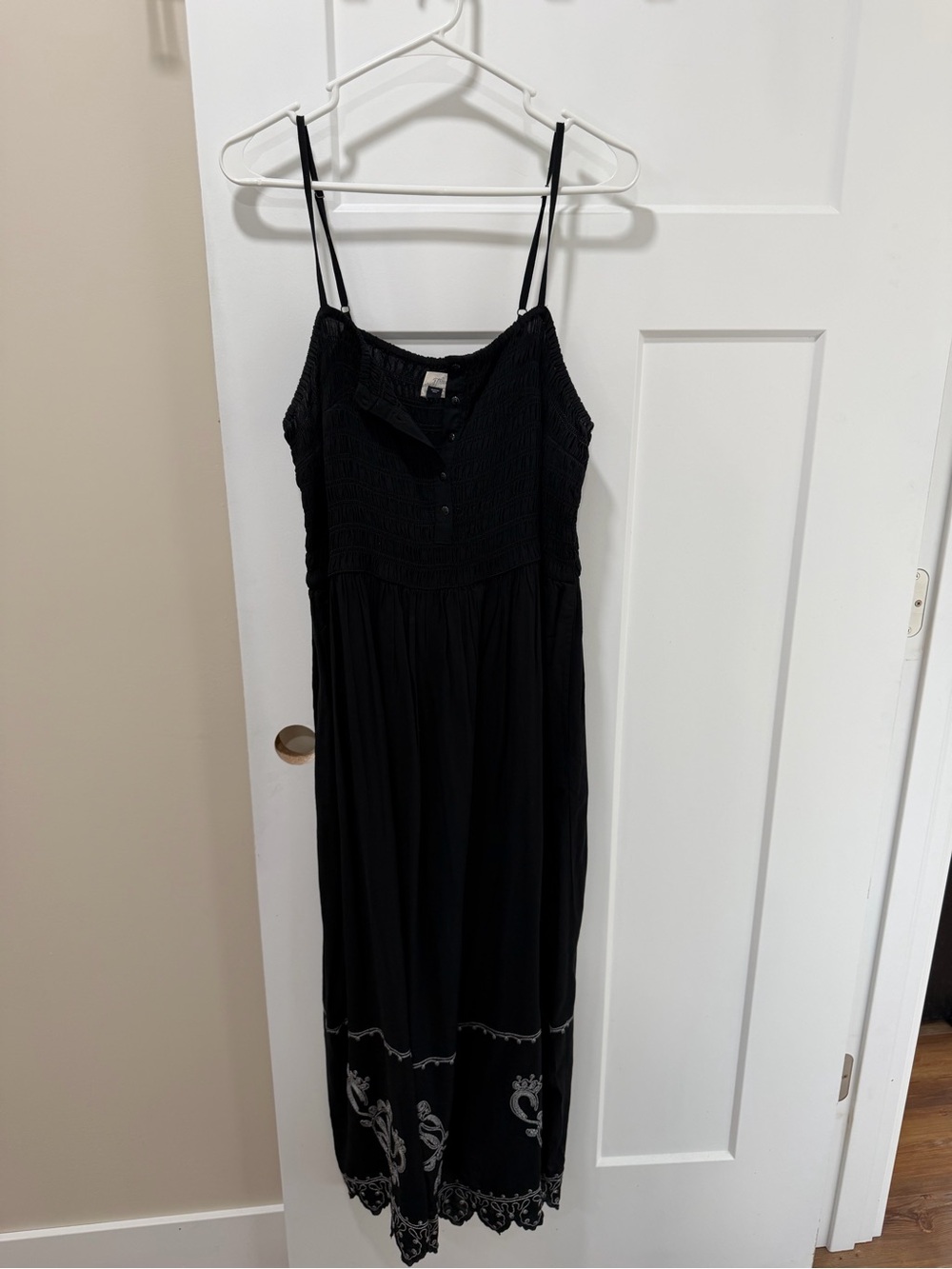 Universal Thread Black Spaghetti-Strap Maxi Dress with Embroidered Hem